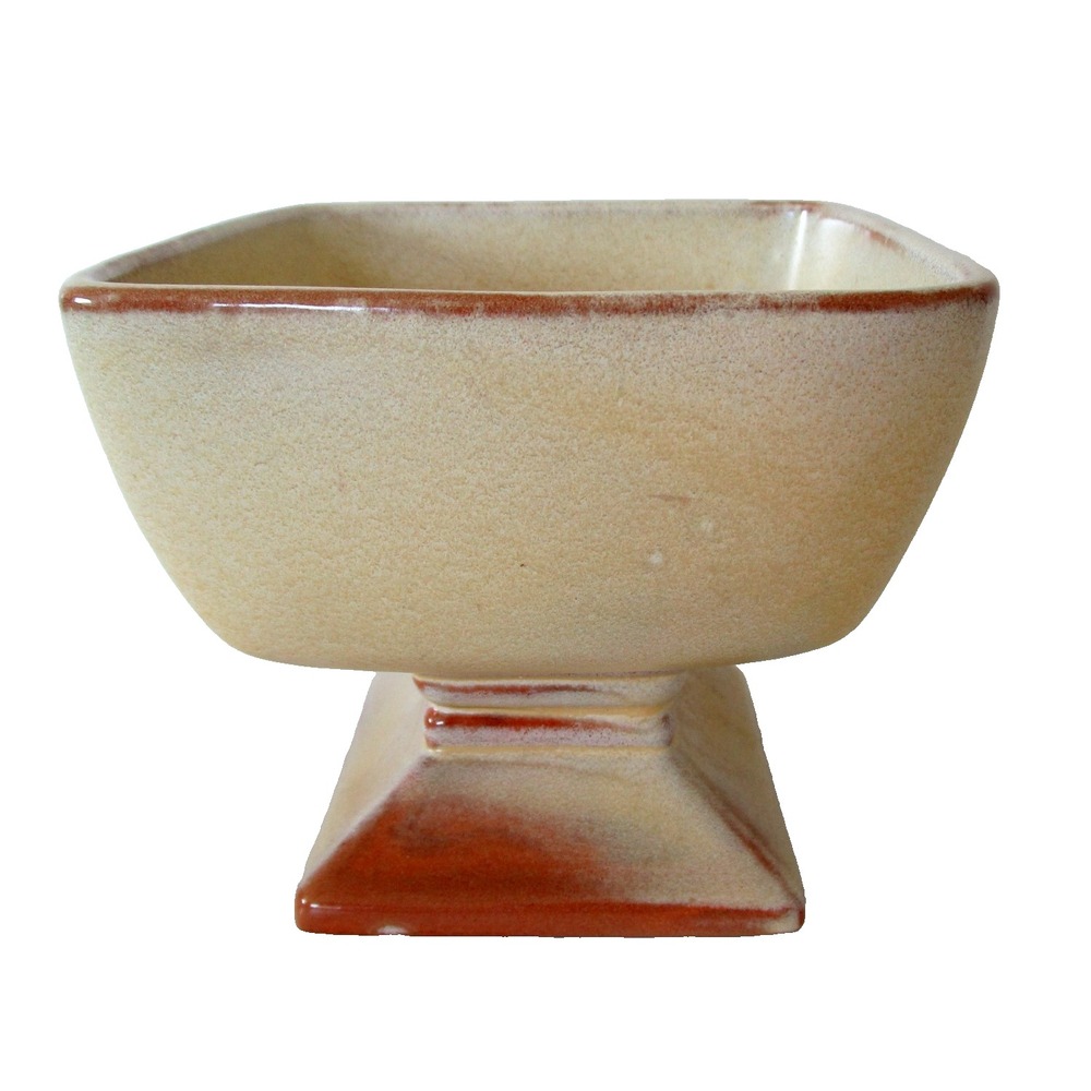 Vintage Frankoma Pottery Square Pedestal Planter Compote 23A